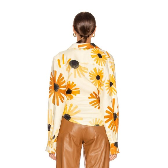 JACQUEMUS La Chemise Bahia / Size 34 / US 2 / Print Flowers Knotted Draped Shirt - Picture 3 of 8